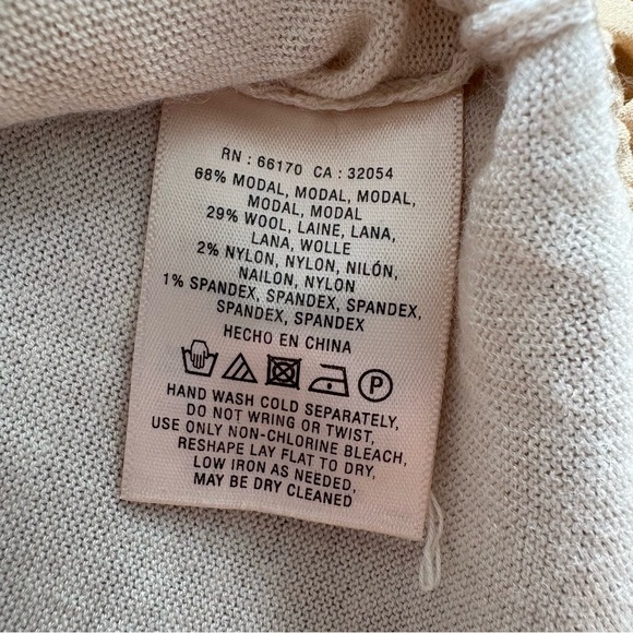 Anthropologie Knitted & Knotted Tiered Cream Peplum Wool Blend Sweater Size S - Picture 8 of 9